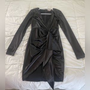 Little used stretch black satin party dress
